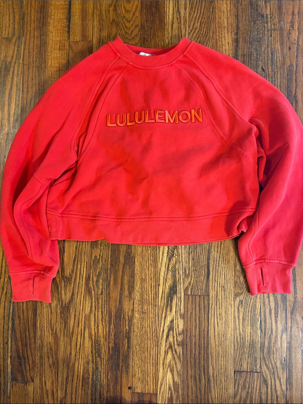🎉EUC! Lululemon Athletica Red Cropped Sweatshirt with Raised Logo!